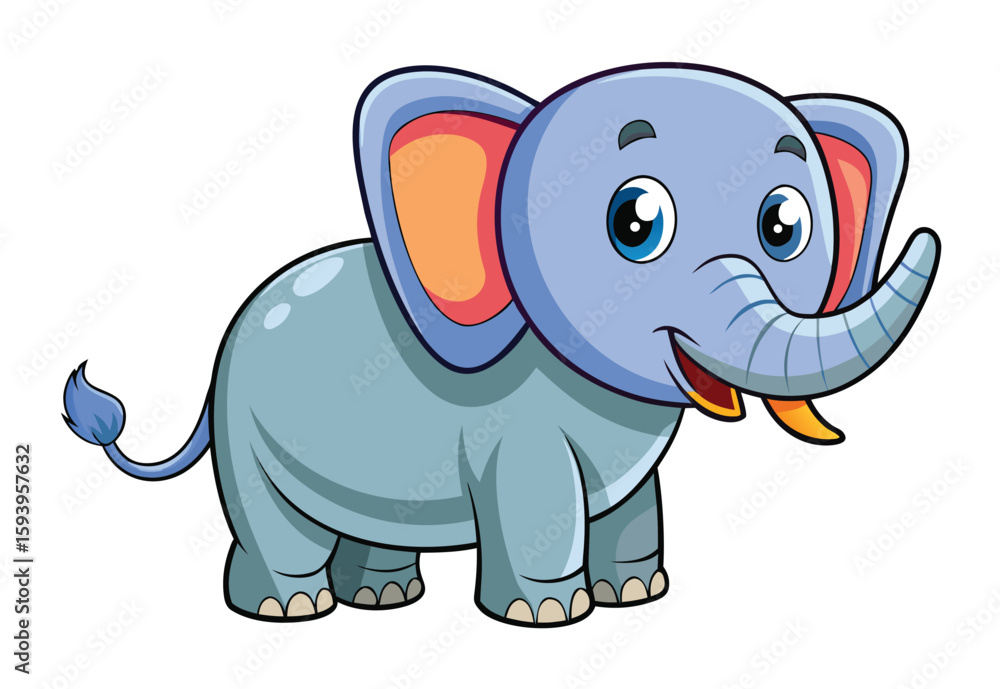 Obraz premium Cartoon Elephant Vector Clipart Illustration for Kids Animal Art