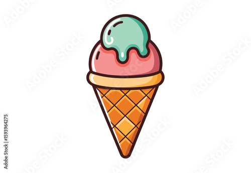 Sweet ice cream cone clipart vector elements featuring tasty dessert