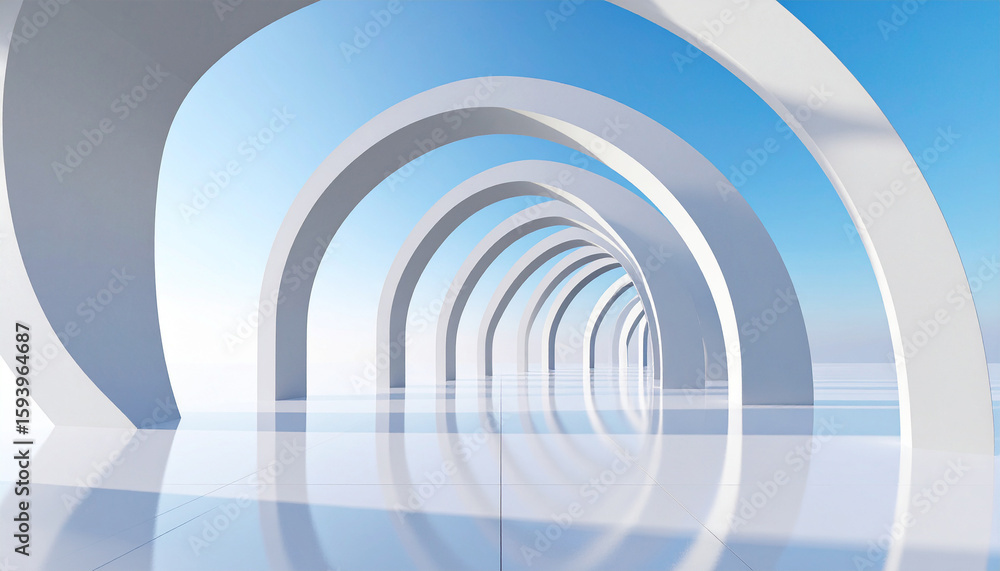 Fototapeta premium Architectural Harmony: Captivating interior shot featuring a sequence of graceful arches. bathed in natural light