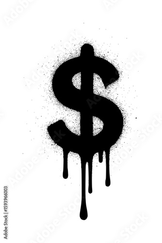 Black Dripping Spray Paint Dollar Sign