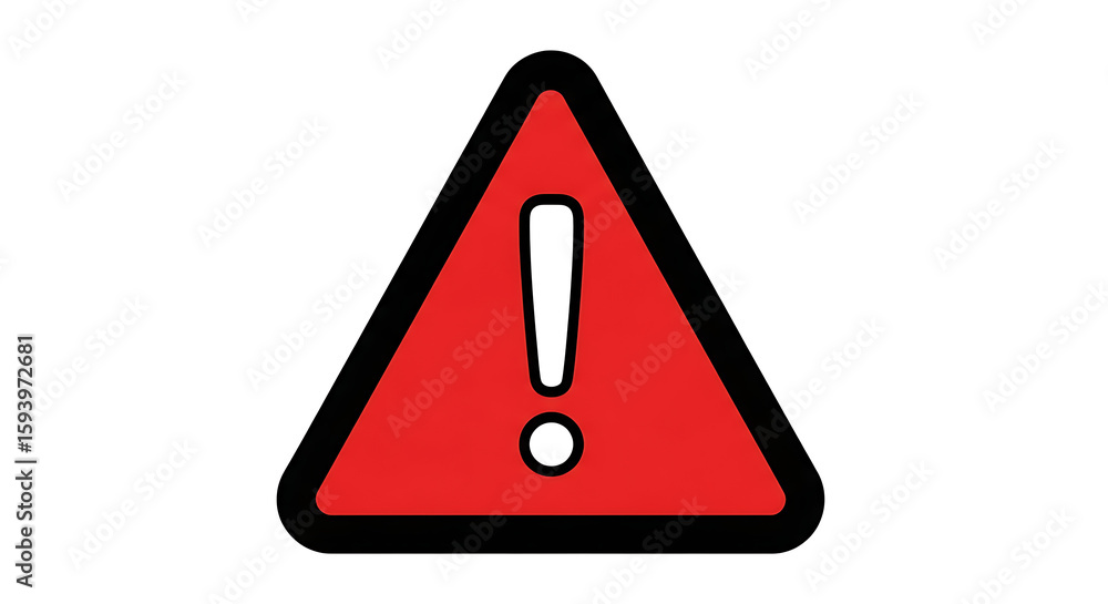 A red triangle with black border and a white exclamation point inside on a white background image ai generated A red triangle with black border and a white exclamation point inside on a white background image ai generated
