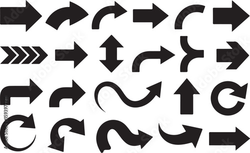 Black Arrows Set – Minimal Vector Navigation Icons

