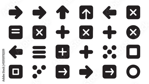 "Arrow, Plus, Minus, and Navigation Icons – UI Directional and Action Symbols"