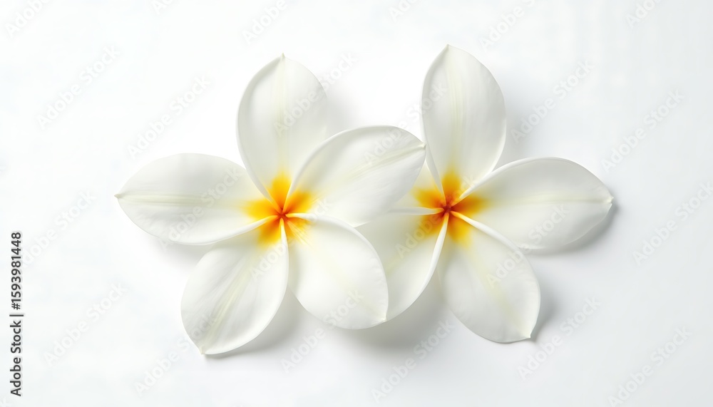 Naklejka premium White Plumeria Flower on White Background