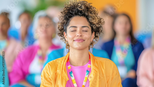 diverse group meditating together in wellness session