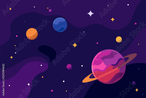 Outer Space Scene with Galaxy Stars and Nebula