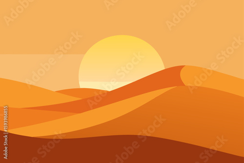 Warm Sunset Over Smooth Sand Dunes Illustration
