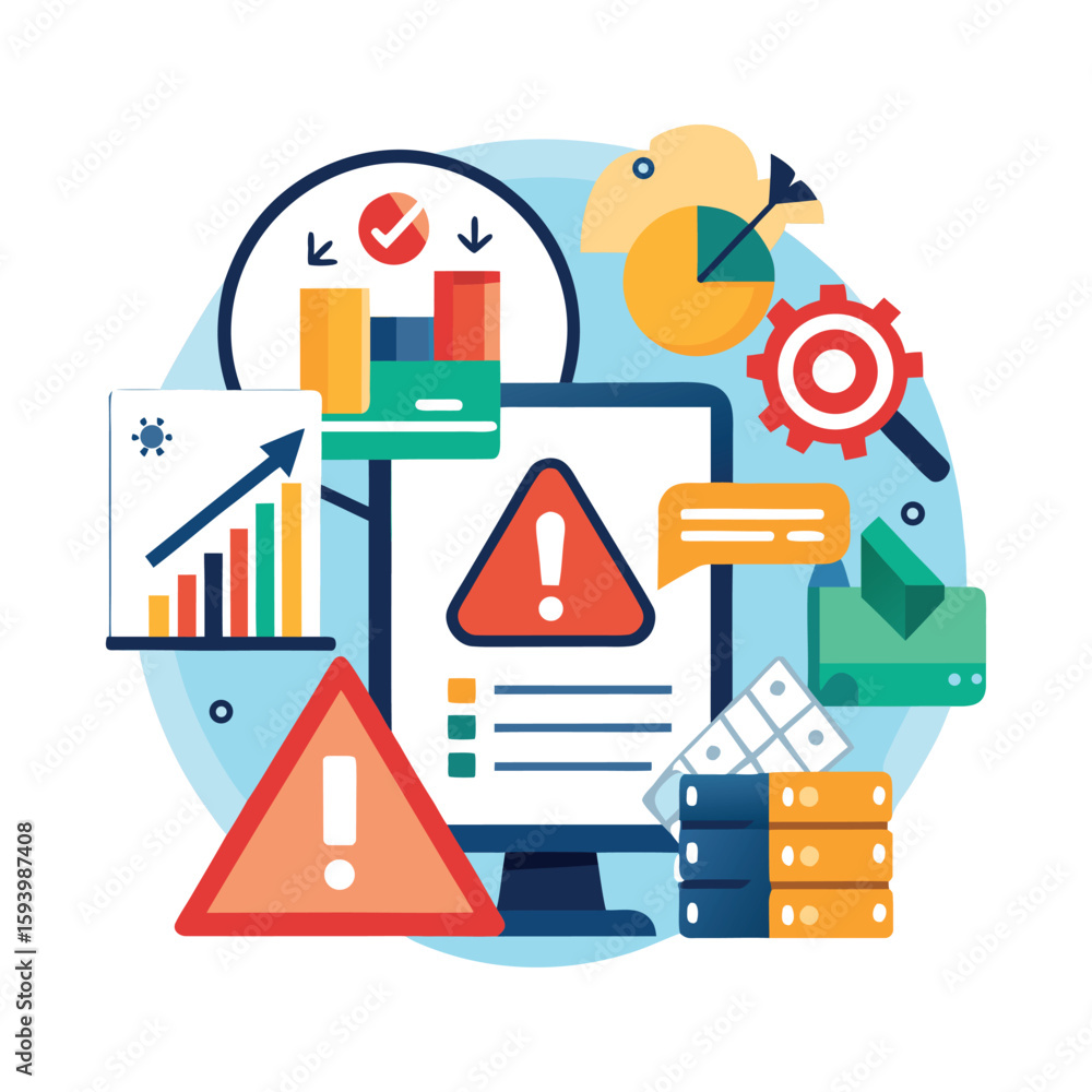 Fototapeta premium System Alert Data Analysis and Security Breach Warning