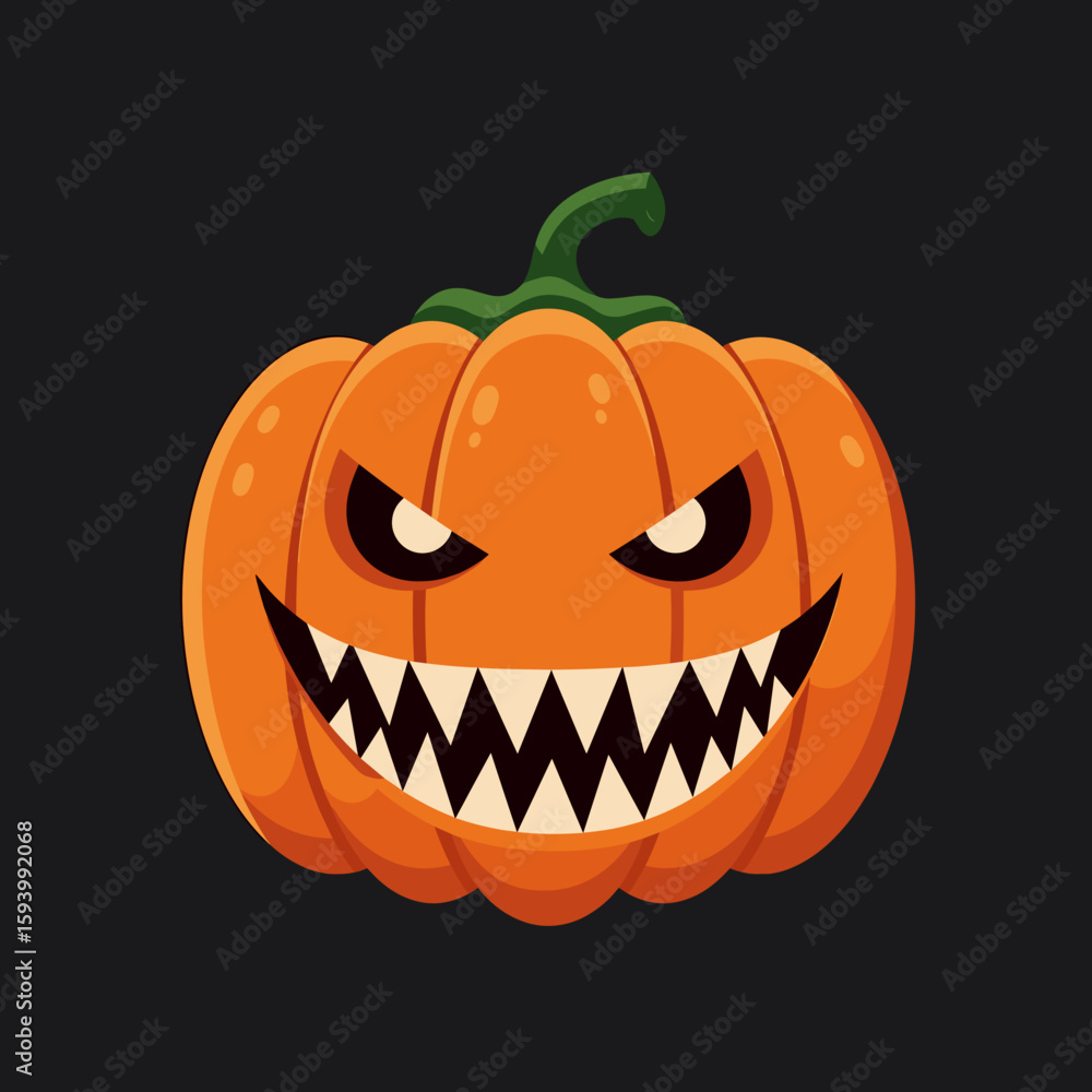 Evil pumpkin with sharp teeth on black background Evil pumpkin with sharp teeth on black background