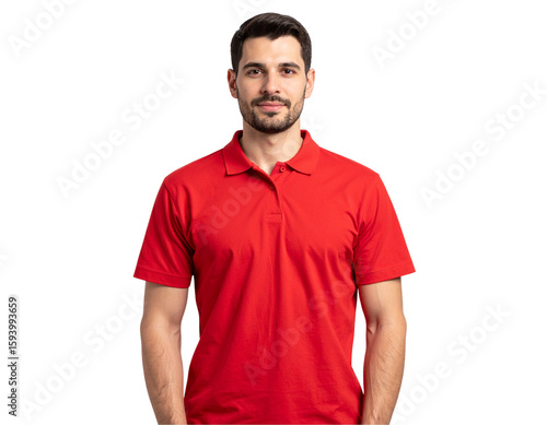 Bold Red T-shirt on Young Male – Front View 