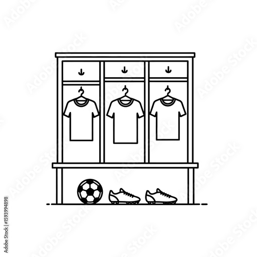 Minimalist Locker Room: Vector Illustration for Sports and Fitness