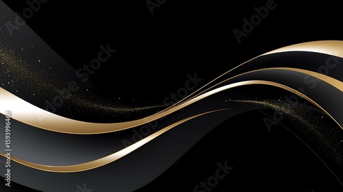 Elegant gold wave patterns having a dark background