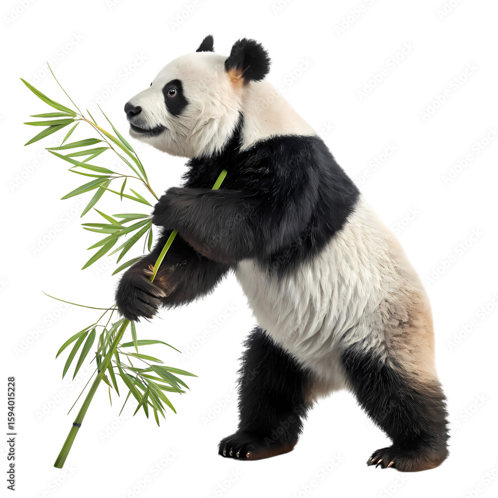 Naklejka premium Giant Panda Enjoying Bamboo