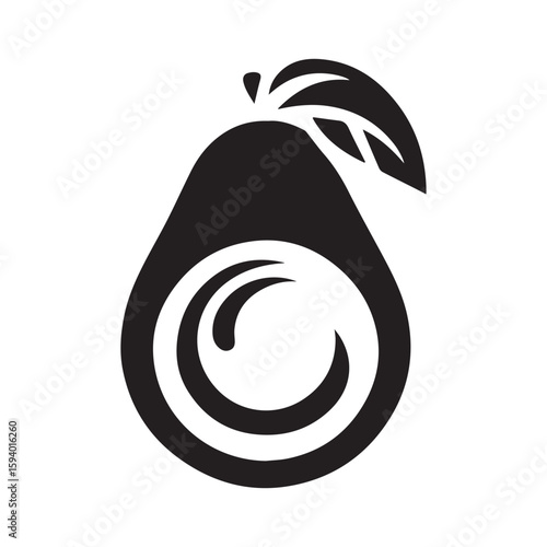 Minimalist avocado fruit logo with white background
