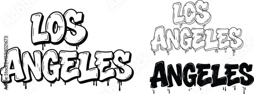 Los angeles graffiti vector design, urban art, street style, california, city, black and white illustration