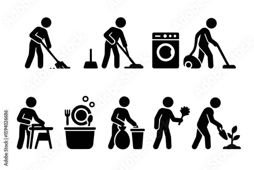 Household Chores, Chores, Housework, Cleaning, Tidying Up, Organizing, Decluttering, Dusting, Vacuuming, Sweeping, Mopping, Washing Dishes, Doing Laundry, Folding Clothes, Ironing, Making the Bed