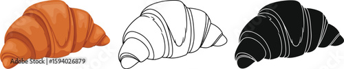 Croissant illustration set vector graphic design delicious bakery item french pastry food breakfast icon 100
