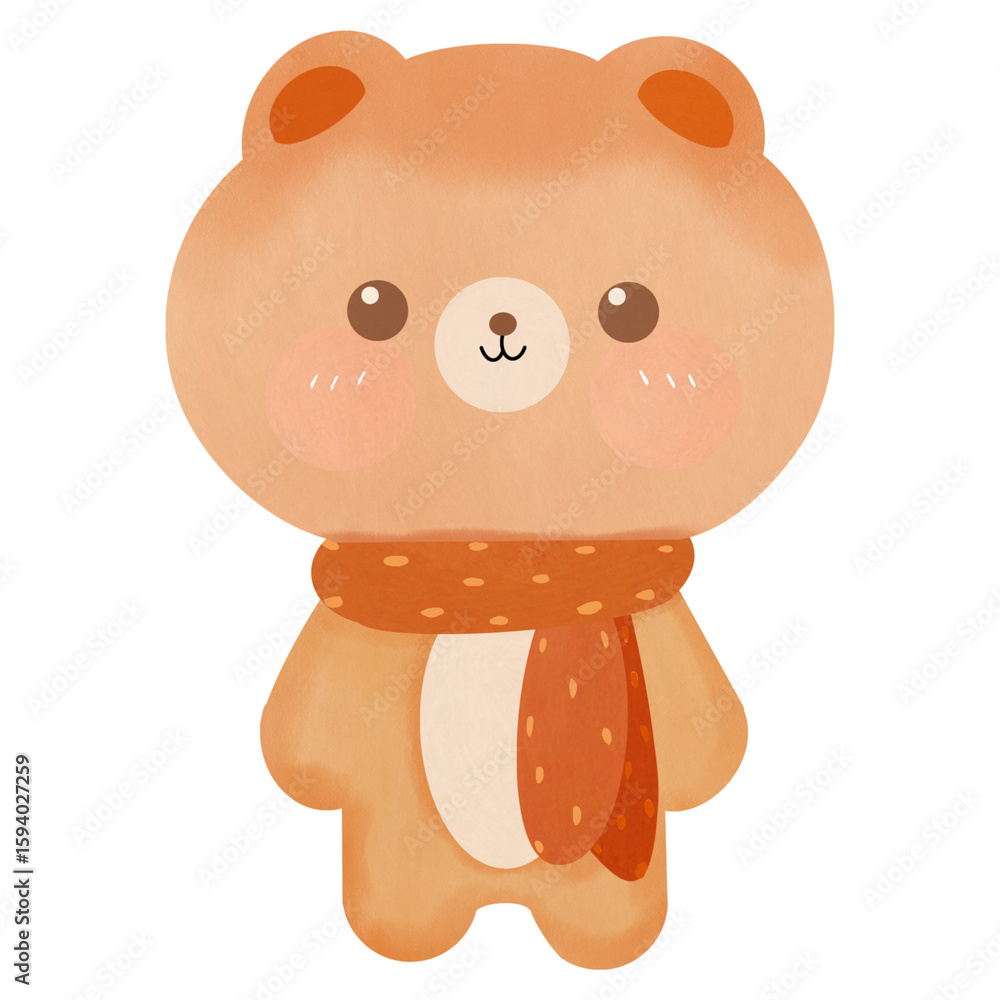 Obraz premium Little bear wearing a scarf