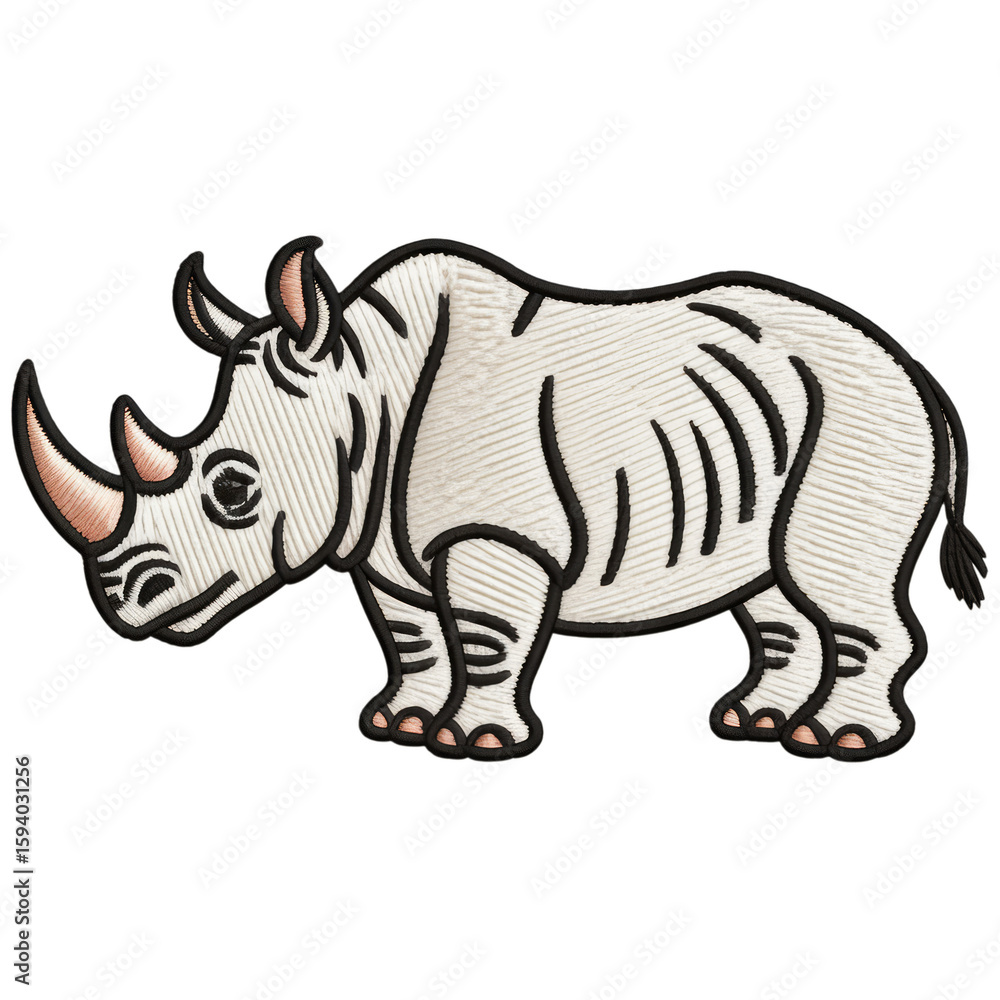 Fototapeta premium White rhino with black outline animal mammal