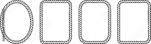 Black and White Line Art Assorted Rounded and Square Rope Frames Set