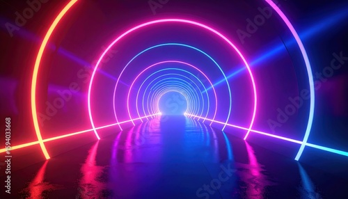 Fototapeta Naklejka Na Ścianę i Meble -  Neon tunnel