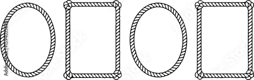 Collection of Four Rope Frames Oval, Circle, Square, and Rectangle Shapes Design