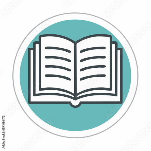 minimalist monoline open book icon with clean outlined strokes centered on square artboard ideal for education and reading branding