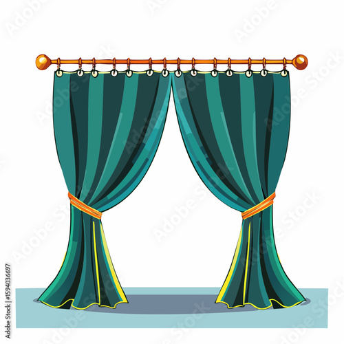 elegant ivory curtain panel mockup with draped folds and gold header rings scalable vector perfect for interior decor and window treatment designs