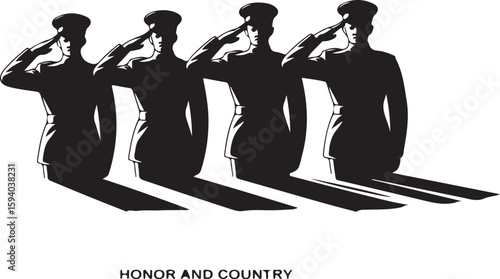 Soldier Saluting Under Spotlight – Vector Illustration

