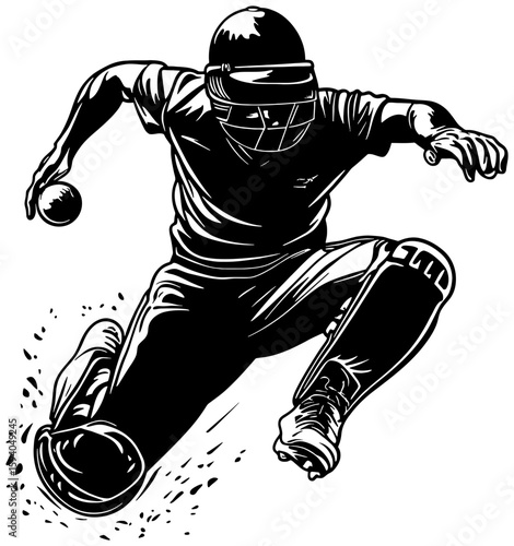 Cricket player pose silhouette