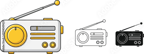 Vintage radio vector illustration retro radio clipart antique radio graphic design old radio broadcast 100