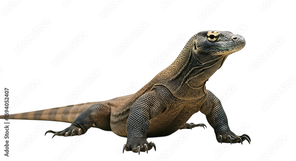 Fototapeta premium Komodo dragon reptile isolated on transparent background