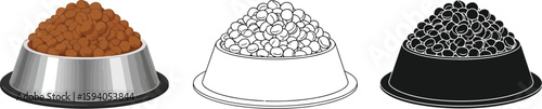 Dog food bowl illustration set dry pet food in bowl vector graphic dog food bowl clip art image