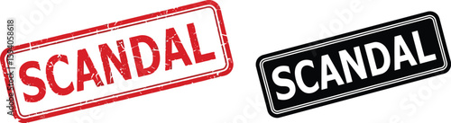 Scandal stamp vector illustration concept of public outrage political corruption and ethical violation