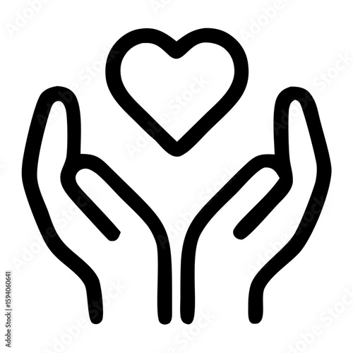 Simple Silhouette Hand Holding Heart with Check Mark Icon Symbol