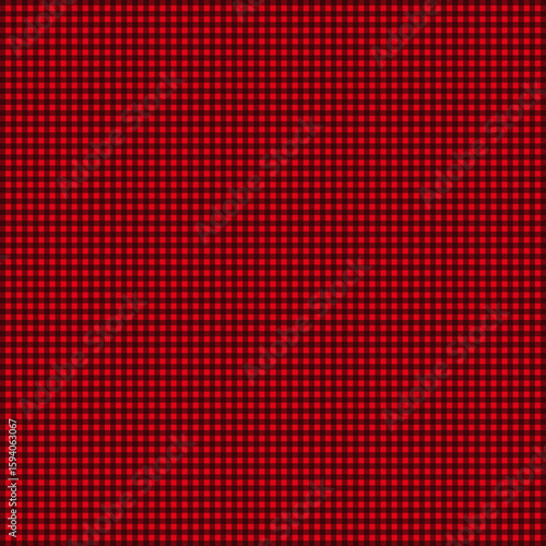 Seamless Red and Black Gingham Checkered Fabric Pattern – Traditional Plaid Textile Background for Clothing, Design, or Wallpaper Use