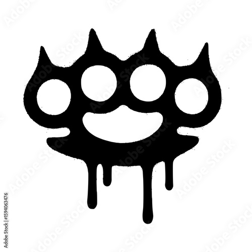 Smiling graffiti brass knuckle silhouette with drips