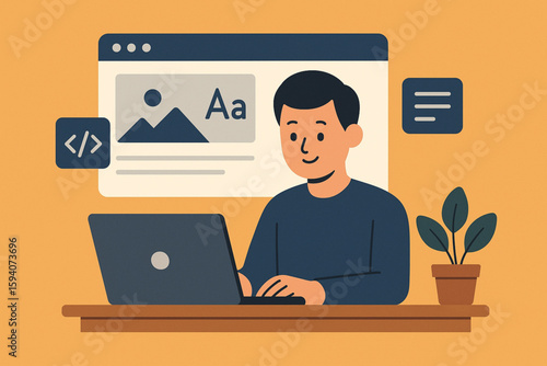  Frontend developer coding vector icon