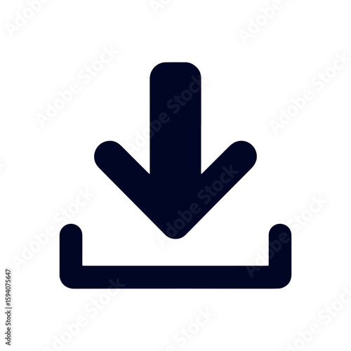 Download Icon with Downward Arrow Symbolizing Data Transfer and Saving Digital Files or Programs from Online Platforms