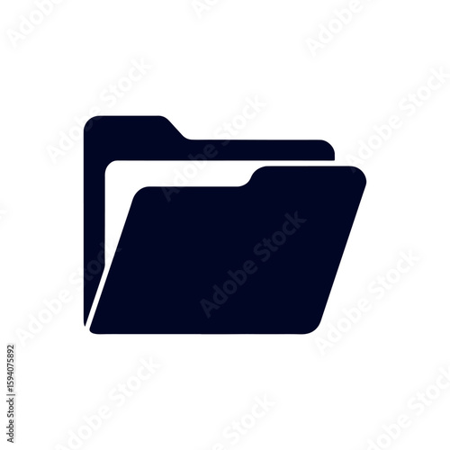 Digital File Storage Icon Design Featuring a Simple Dark Blue Folder Depicting Data Management and Organization for User Interface and Design Elements