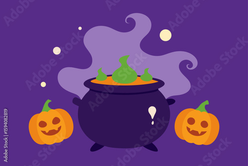 Glowing cactus in haunted desert with full moon spooky landscape vector illustration