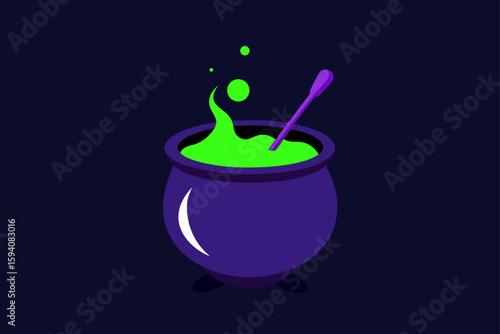 Glowing cactus with jack o lantern base spooky Halloween plant vector illustration