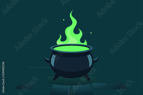 Glowing spider web cup on Halloween table spooky drinkware vector illustration