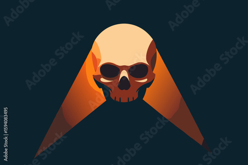 Glowing skull and cactus duo in creepy desert Halloween combo vector illustration