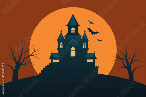 Cauldron surrounded by candles and potion bottles Halloween brewing vector illustration