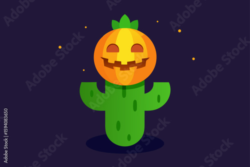 Glowing green potion in spider cup on spooky table Halloween drink vector illustration