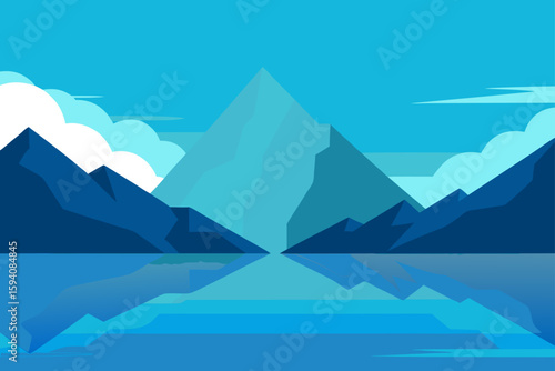 Mountains and Reflection in Peaceful Fjord