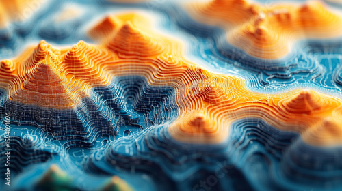 A bright white, gold, and silver-toned GIS mapping concept showcasing layered geographic information. Vibrant geodata highlights intricate topographical features, ideal for spatial analysis and geospa