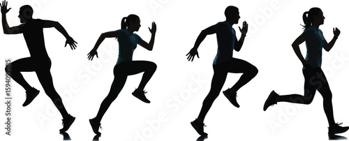 Vector art of silhouettes of runners in motion