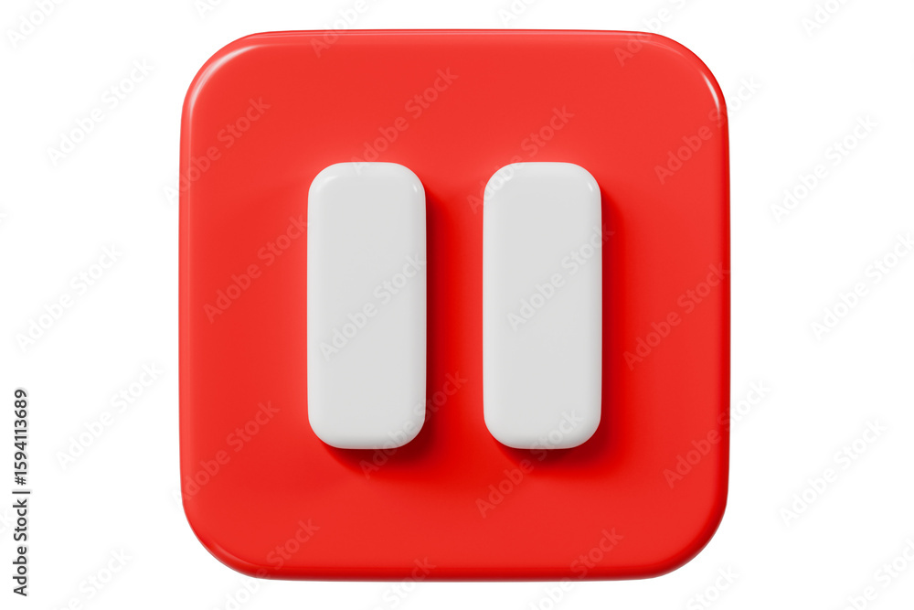 3d Realistic Pause Icon. red round pause buttons for start multimedia with simplicity colorful video concept, audio playback. Minimal Cartoon watch buttons isolated on white background. 3d render. 3d Realistic Pause Icon. red round pause buttons for start multimedia with simplicity colorful video concept, audio playback. Minimal Cartoon watch buttons isolated on white background. 3d render.